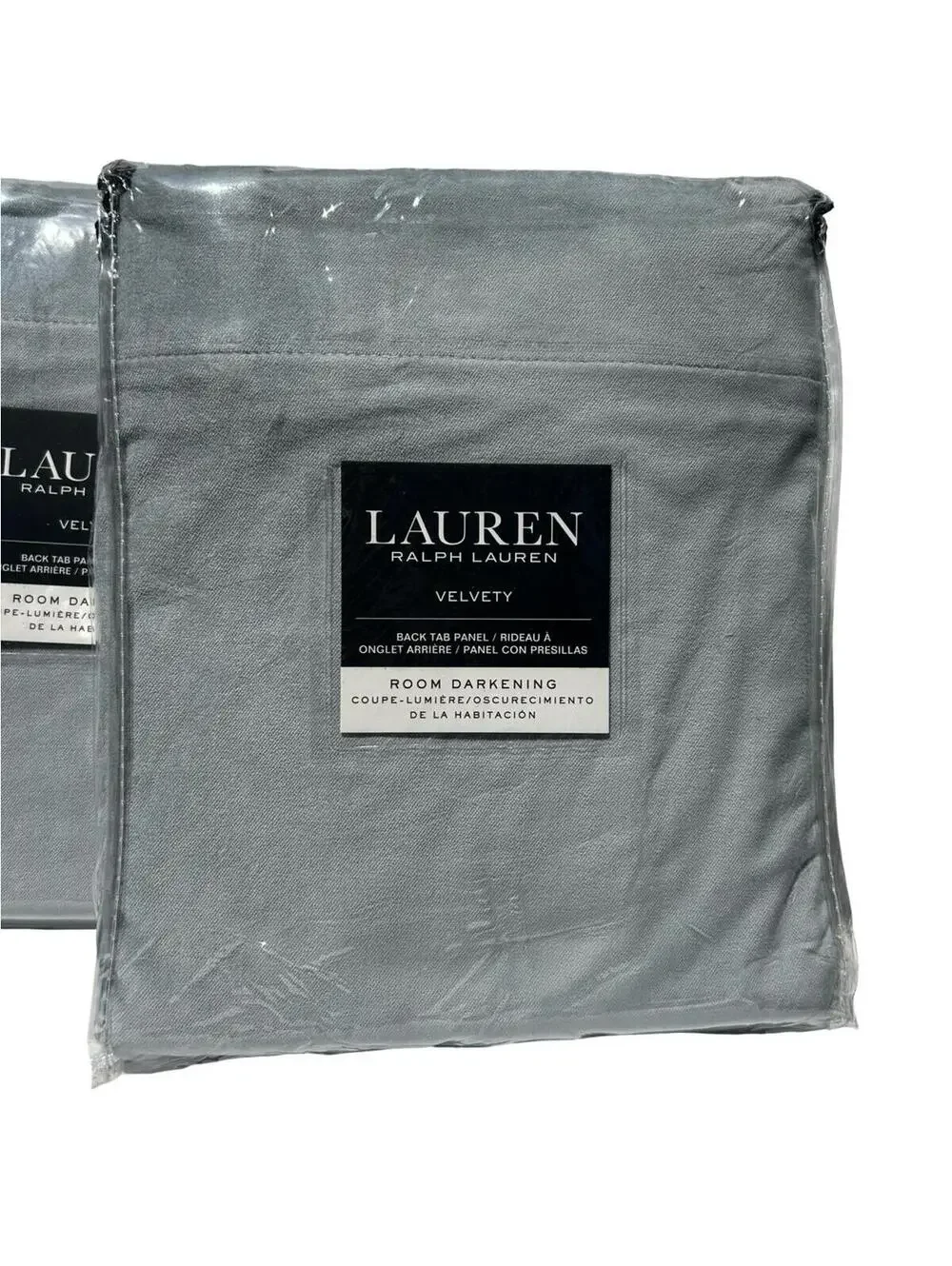 Lauren Ralph Lauren Velvety Gray Room Darkening Curtains 52x63 Set 2‎